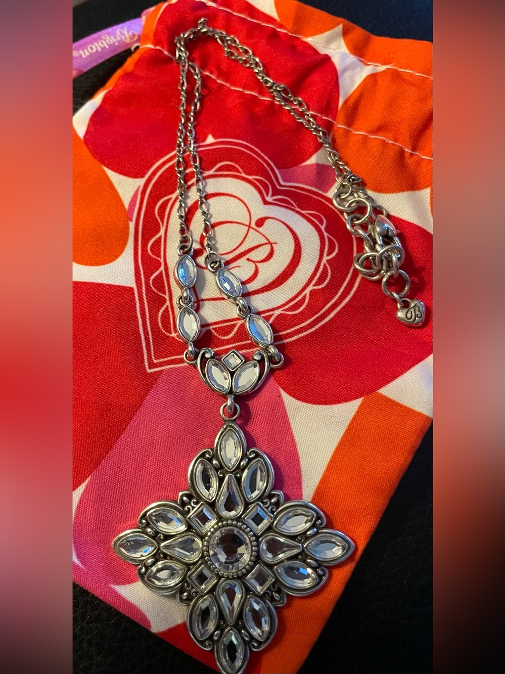 Brighton Silver Crystal Statement Pendant Necklace - Women Jewelry